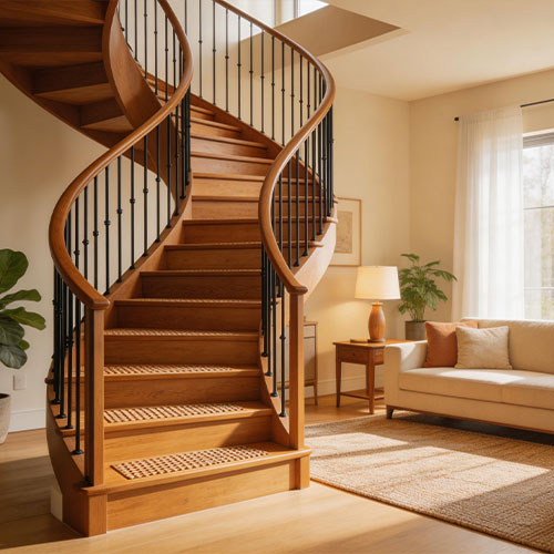Helix-Pro: Extra-Safe Indoor Spiral Staircase with Dual Handrails
