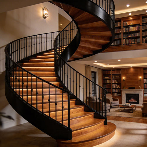 Zenith-W: Modern Interior Spiral Staircase with Solid Oak Treads