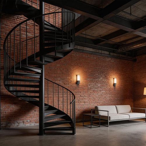 Metro-S: Industrial Matte Black Metal Spiral Staircase for Urban Lofts