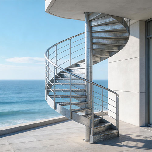 Marine-Pro: Hot-Dip Galvanized Outdoor Spiral Staircase for Coastal Homes