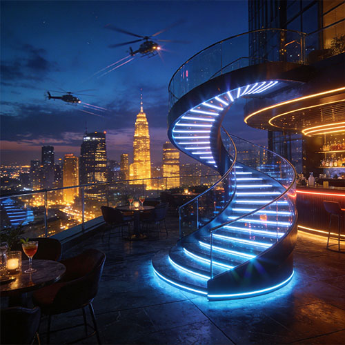 Vista-Deck: Decorative Outdoor Spiral Staircase for Luxury Rooftops