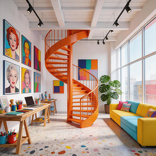 Vivid-Alu: Customizable Powder-Coated Aluminum Spiral Staircase (Any RAL Color)