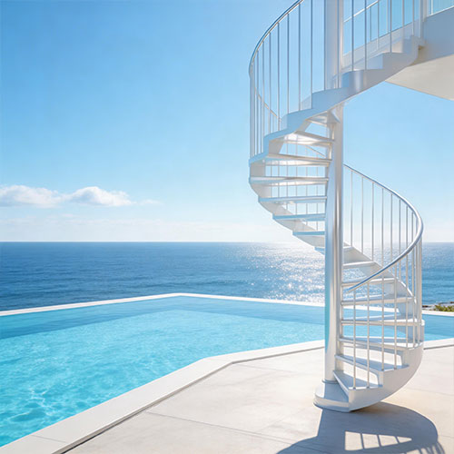 Ocean-Alu: Marine-Grade Aluminum Spiral Staircase for Beachfront Decks