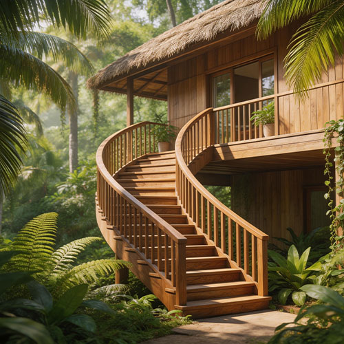 Eco-Trek: Weather-Resistant Faux-Wood Aluminum Spiral Staircase