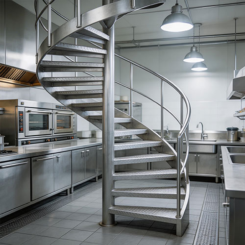 Tough-Alu: Industrial-Grade Non-Slip Aluminum Spiral Staircase for Workspaces