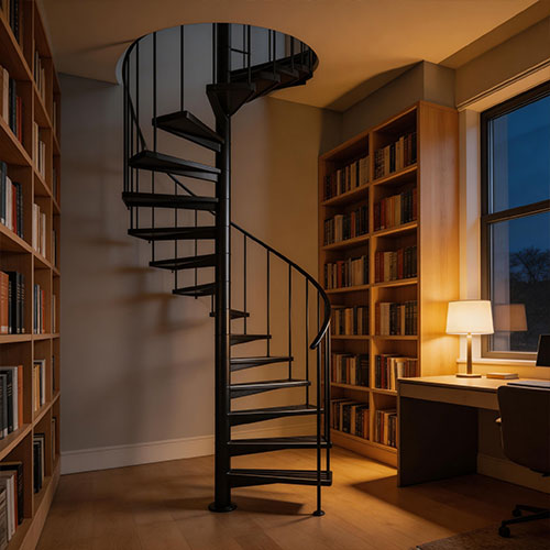 Nano-Alu: Ultra-Slim Aluminum Spiral Staircase for Mezzanine Access