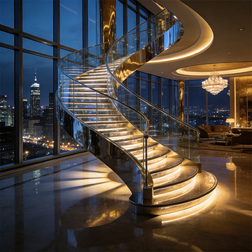 Elite-R: Premium Finishes Spiral Staircase for Penthouse Suite Upgrades