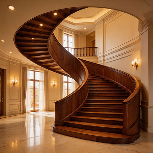 Continuous Curve: Luxury Curved Plywood and Solid Timber Spiral Staircase