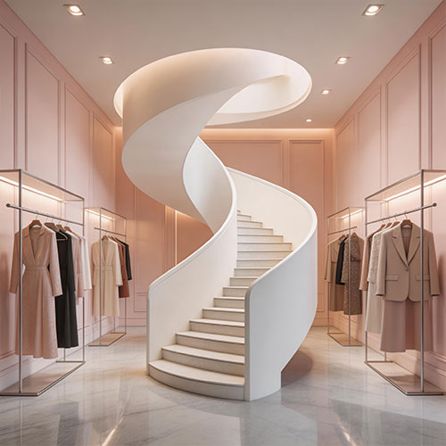 Ribbon-C: Continuous Balustrade Spiral Staircase for Flagship Retail Stores