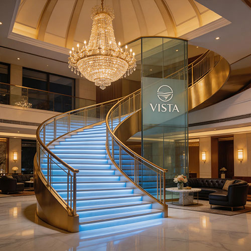 Brand-Light: Custom Architectural Commercial Spiral Staircase with Integrated LED Branding