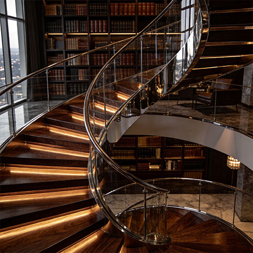 Regal-W: American Walnut Floating Treads on a Luxury Spiral Spine
