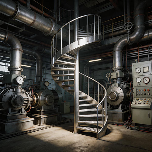 Utility-I: Narrow Service Spiral Staircase for Machinery & Plant Rooms