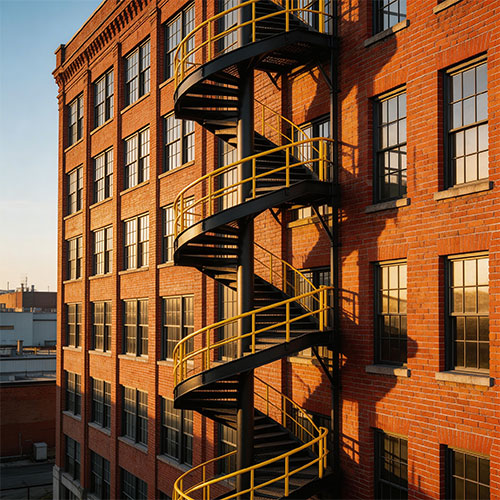 Safety-I: Certified External Fire Escape Spiral Staircase for Workplaces