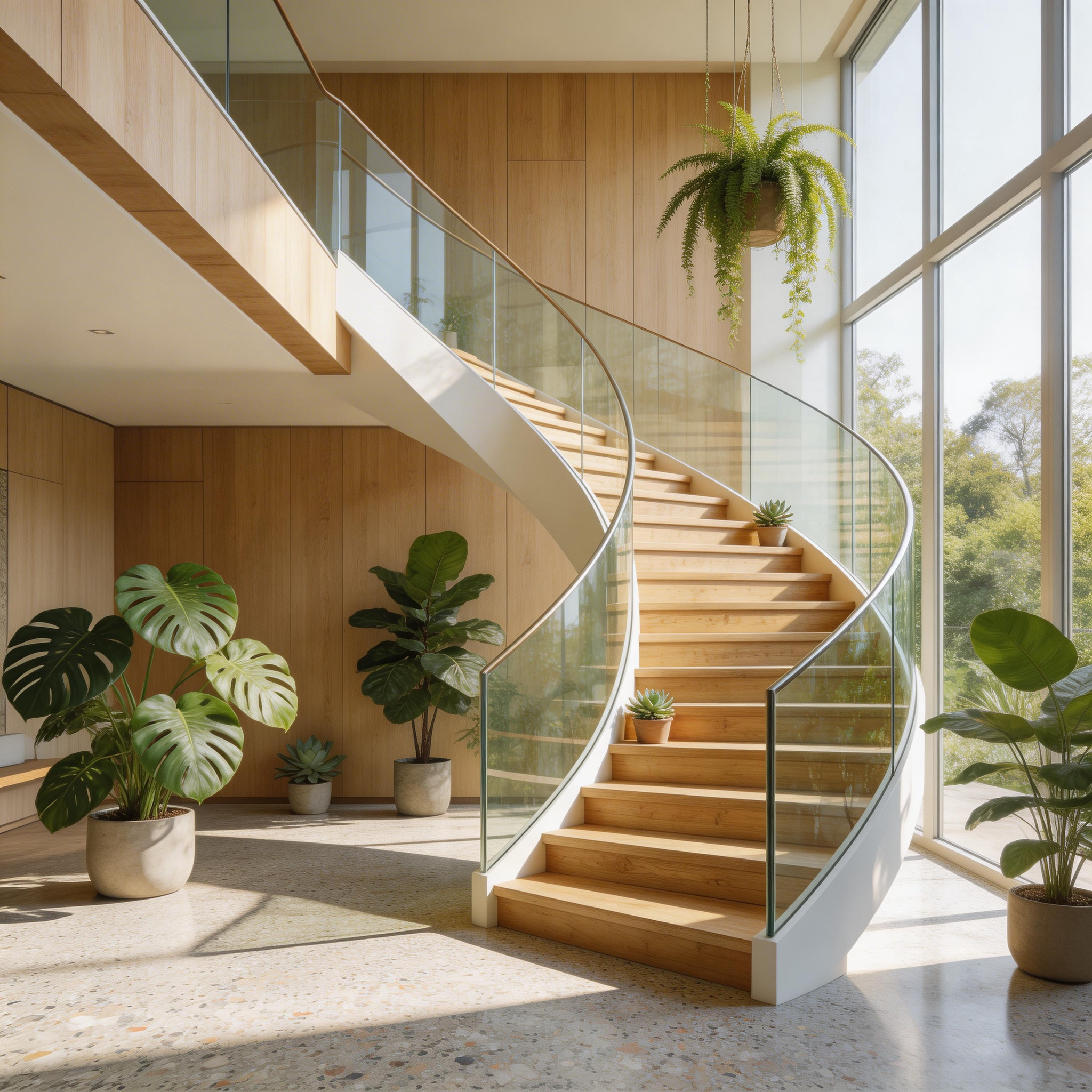 Eco-W: Sustainable Bamboo Tread Spiral Staircase for Green Buildings