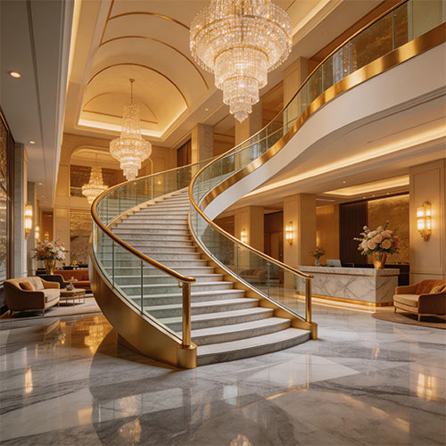 Majestic-C: Grand Spiral Staircase for Luxury Hotel Lobby Focal Points