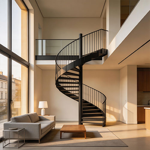Duo-R: Space-Optimized Spiral Staircase for Modern Townhouse Duplexes