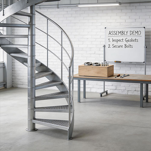Fusion-S: Adjustable Height Steel Spiral Staircase with Modular Spacers