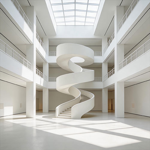 Sculpt-C: Custom Artistic Spiral Staircase for Museum & Library Atriums