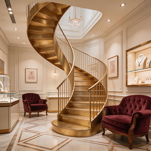 Chic-C: Elegant Slim Spiral Staircase for High-End Designer Boutiques