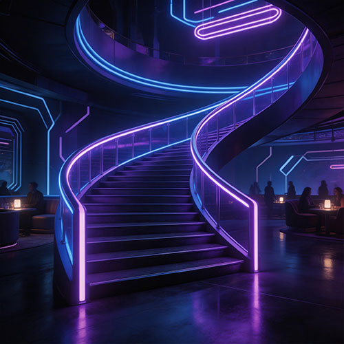 Neon-Rail: RGB Color-Changing Smart LED Handrail with App Control