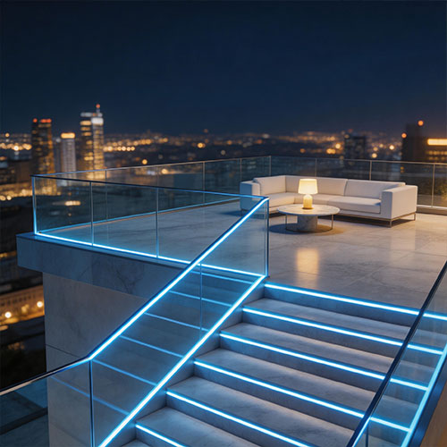 Slot-Glow: LED Integrated Top-Rail for Frameless Glass Balustrades