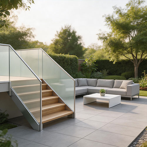Opaque-Glass: Frosted Satin Glass Balustrade for Private Residential Decks