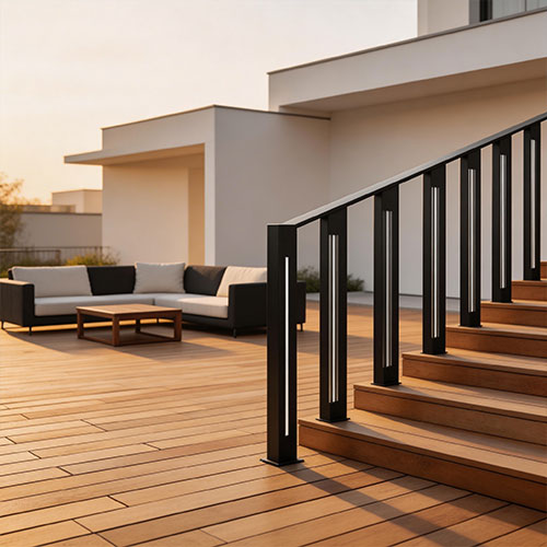 Nordic-Wire: Matte Black Slim Square Posts with Tensioned Wire Infills