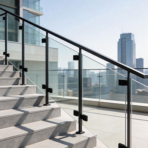 Shadow-Clamp: Modern Square Glass Clamps in Matte Black Finish