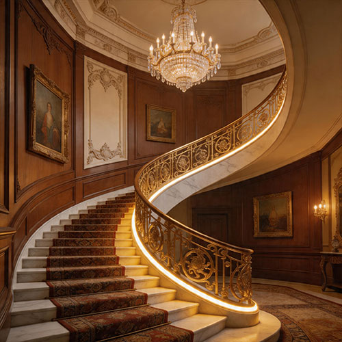 Grand-Glow: Antique Brass Finish LED Handrail Connectors