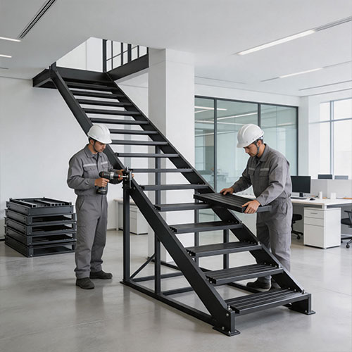 Pre-Fabricated Modular Staircase for Fast On-Site Setup