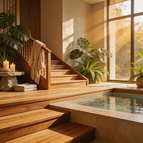 Luxury Solid Teak Treads for Spa-Inspired Interiors