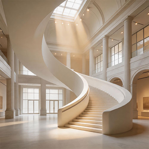 Bespoke Double-Curved Artistic Straight Staircase