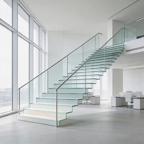 Ceramic Frit Gradient Printed Glass Staircase