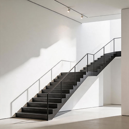 Laser-Cut Sawtooth Profile Double Stringer Staircase