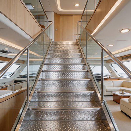 Lightweight Embossed Aluminum Stair Treads for Marine Use
