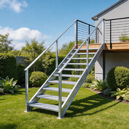 Exterior Galvanized Mono-Stringer Staircase