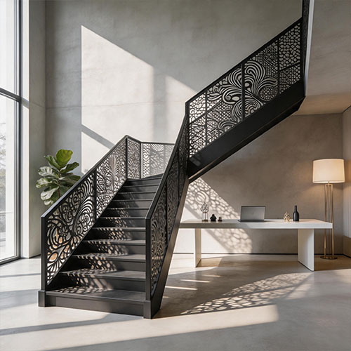 Custom Laser-Cut Artistic Metal Stair Treads