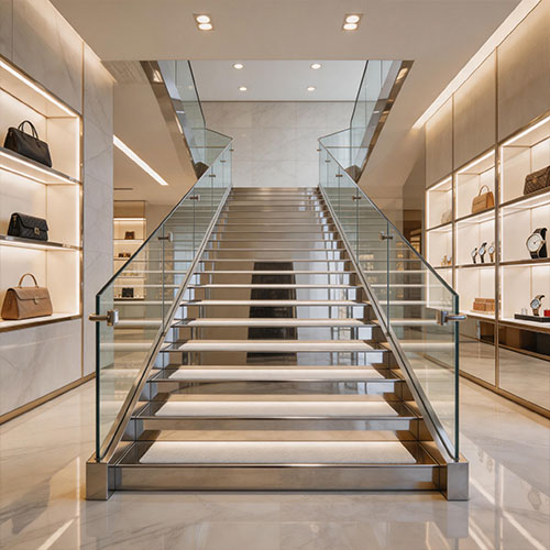 Mirror Polished Stainless Steel Treads with Anti-Slip Strips