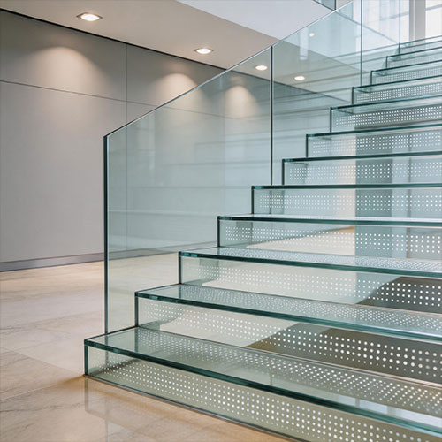 Laser-Etched Micro-Dot Anti-Slip Glass Stair Treads