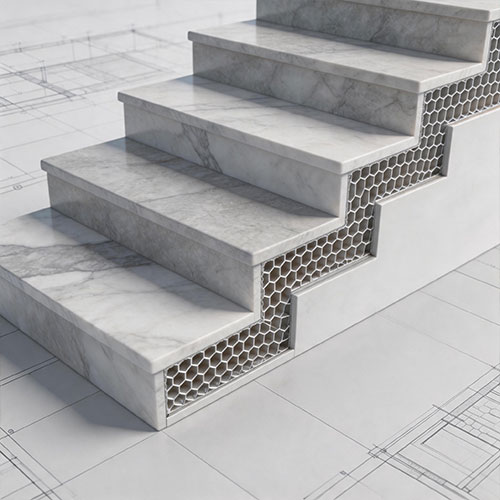 Lightweight Stone Veneer Treads with Aluminum Honeycomb Core