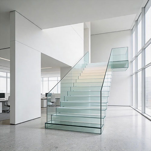 Ceramic Frit Gradient Printed Glass Stair Treads