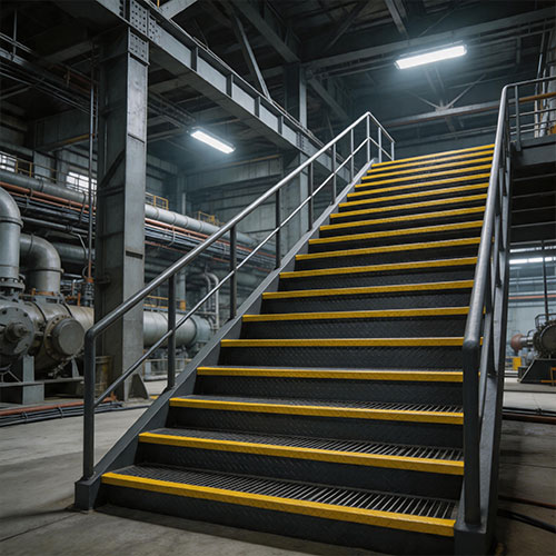 Deep-Ribbed Safety Steel Treads for Industrial Plants
