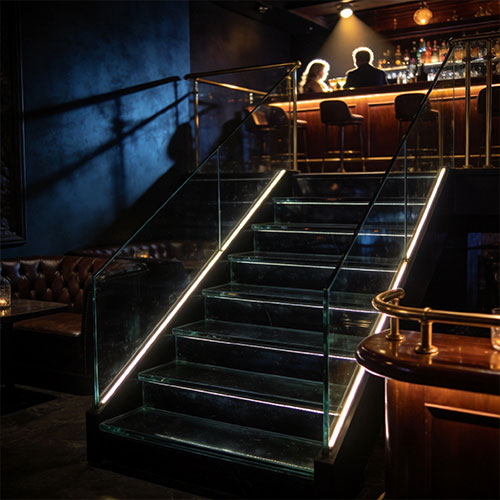 Luxury Smoked Grey Tinted Laminated Glass Stair Steps
