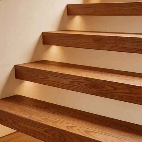 Premium Solid Oak Box-Tread Floating Staircase