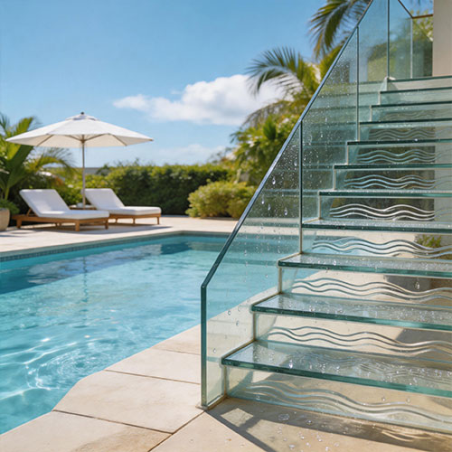 Deep-Textured Anti-Slip Glass Treads for High Humidity