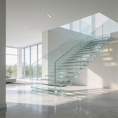 Ultra-Clear SGP Laminated Glass Treads for High-Safety Stairs