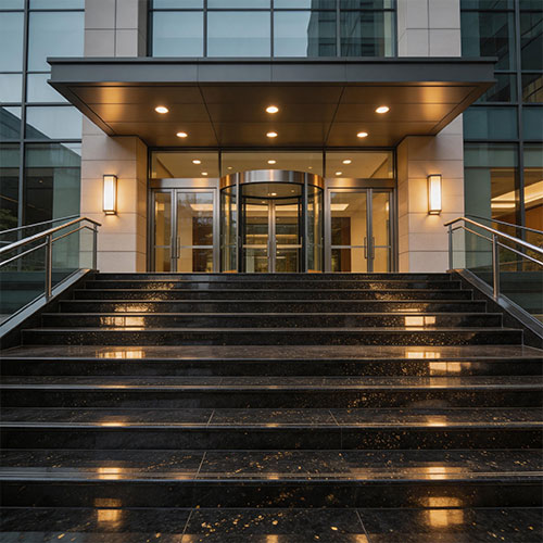 Heavy-Duty Black Granite Stair Treads for Commercial Use