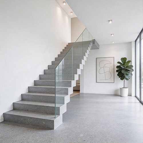 Modern Industrial Grey Terrazzo Stair Treads