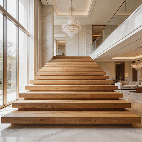Double-Anchored Cantilevered Stairs for Extra-Wide Treads