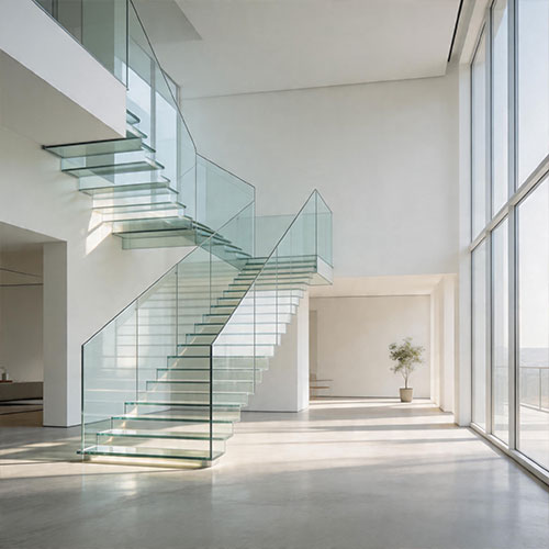 Triple-Laminated SGP Glass Cantilevered Staircase